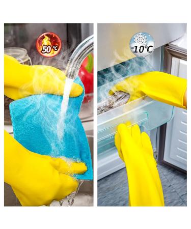VGO Reusable Kitchen Gloves - 3 Pairs Long Arm Multifunctional Household Cleaning & Dishwashing - Yellow (HH4601) - 10 Pairs Available - Buy Online on GoSupps.com