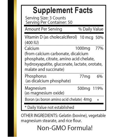 Balanced Mineral Trio: Calcium Magnesium Boron & Vitamin D3 Immune Support Non-GMO Gluten-Free for Adults | 1 Bottle 150 Counts - Buy Online on GoSupps.com