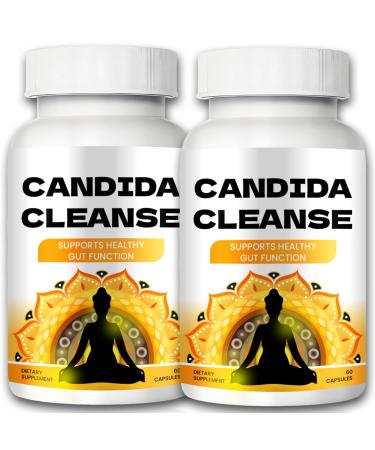 Candida Cleanse - Gut & Colon Support Advanced Formula - Oregano Leaf Wormwood Black Walnut Caprylic Acid 2pc