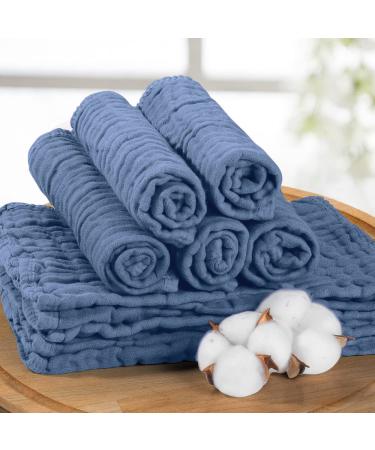 YOOFOSS Dark Blue Mull Towels - 100% Cotton Folding Diapers for Babies | Super Absorbent 10x50 cm (10 Pack) - Buy Online on GoSupps.com