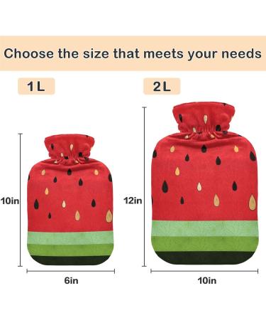 NAANLE Cartoon Watermelon Heat Bottle - 2L Transparent Hot Water Bottle for Bed Hand & Foot Pain Relief | Heat & Cold Therapy - Buy Online on GoSupps.com