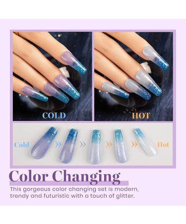 Beetles Color Changing Gel Polish Set - 6 Blue Purple Temperature Change Colors - Long Lasting Soak Off Gel Kit for DIY Home Manicure - Buy Online on GoSupps.com