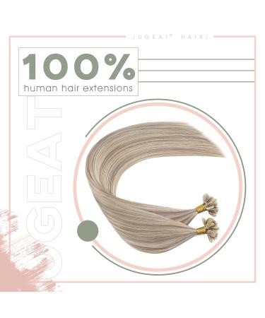 UGEAT Real Hair Extensions - Ashblond & Blonde Highlights 40cm Keratin U-Tip 50g 50 Pieces #18/613 - Smooth Stylish International Shipping - Buy Online on GoSupps.com