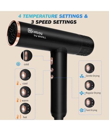 Nicebay Ionic Hair Dryer with Diffuser | 1600W High-Speed Blow Dryer | Lightweight Salon-Quality Drying with 3 Magnetic Attachments - Buy Online on GoSupps.com