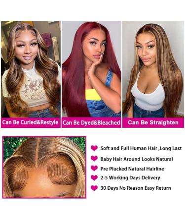 Godwizus 20 Honey Blonde Ombre Human Hair Lace Front Wig for Black Women - Pre Plucked, 180% Density, Natural Hairline, Body Wave Style - Buy Online on GoSupps.com