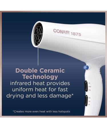 Conair 1875 Watt Double Ceramic Ionic Hair Dryer - White/Rose Gold - Buy Online on GoSupps.com