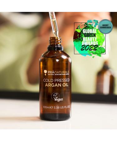 PraNaturals 100% Moroccan Argan Oil 100ml - Vitamin E for Skin, Hair & Nails - No Parabens or SLS - Vegan & Cruelty-Free - Buy Online on GoSupps.com