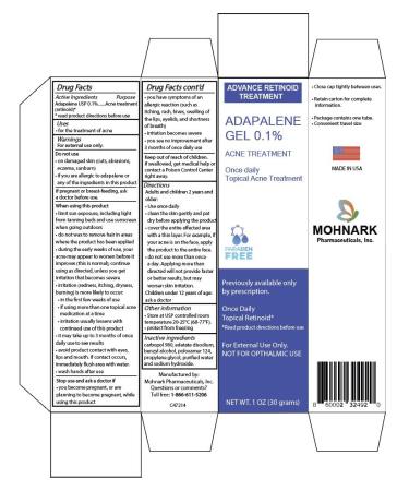 Mohnark Adapalene Gel 0.1% Topical Acne Treatment - Buy Online on GoSupps.com