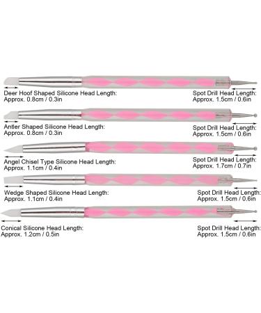 DIY Nail Art Dotting Pen Acrylic Handle Soft Dual Ended Manicure Dotting Pen Non Corrosive for Home for Nail Salon(pink) - Buy Online on GoSupps.com