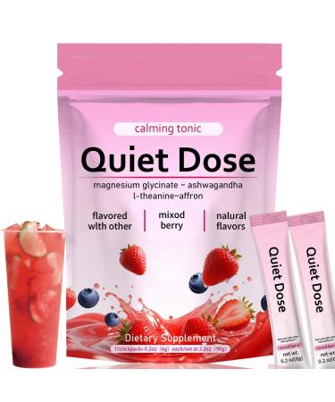 Quiet Dose calm magnesium powder cortisol reducer supplement calming drink powder with Magnesium Glycinate Ashwagandha L-Theanine Vitamin D3 | Vegan Non-GMO Berry Flavor 1pc