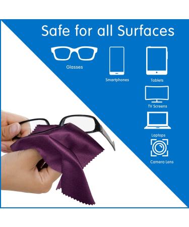 Microfiber Cleaning Cloths 12 Pack in Vinyl Pouches | Glasses & Electronics Cleaner (Purple) - Buy Online on GoSupps.com