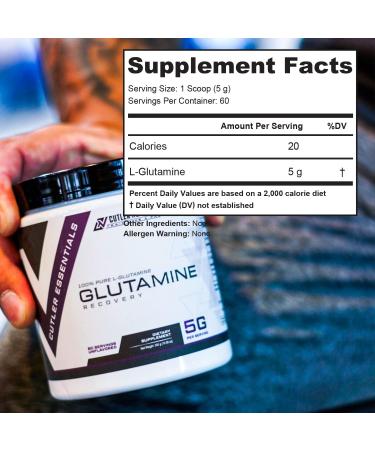 Cutler Essentials 100% Pure L-Glutamine for Enhanced Recovery Lean Muscle Support and Improved Protein Synthesis | Unflavored 60 Servings - Buy Online on GoSupps.com