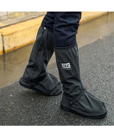 Thick Waterproof Motorcycle Bike Shoe Covers,Reusable Cycling Shoe Protective Gear Snow Rain Boot Shoe Cover Protector Black XL( Sole 12.6inch)