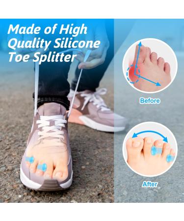 Bunion Corrector Gel Toe Separators - 10Pcs Silicone Protectors for Men & Women | Toe Spacers for Rubbing Relief & Pressure Prevention - Clear Blue - Buy Online on GoSupps.com