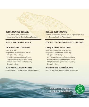 Harp Seal Oil Omega-3-6-9 | Rich Source of EPA DHA & DPA for Good Health | 100% Natural Chemical-Free Non-GMO | 500mg - 240 Softgels | Made in Canada (Pack of 3) 240 count (Pack of 3) - Buy Online on GoSupps.com