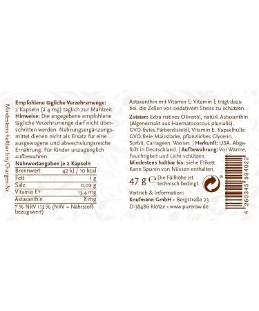 Buy Pureeraw Vegan Astaxanthin 4mg - Hawaiian Algae Oil with Vitamin E 60 Softgels - Boost Health & Wellness - Buy Online on GoSupps.com