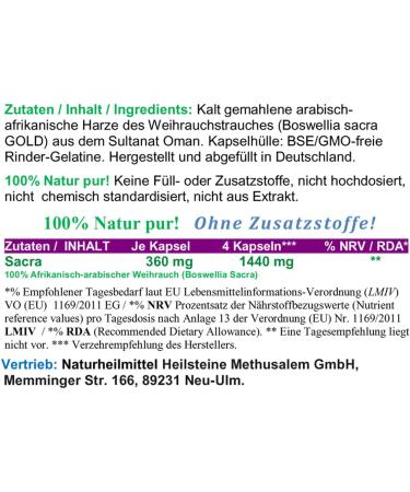 Frankincense Boswellia Sacra GOLD 180 Capsules | Pure Nature No Additives No Fillers - Shop Internationally - Buy Online on GoSupps.com