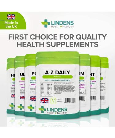 Lindens Multivitamin A-Z Daily Tablets - 90 Pack UK Made Perfect Vitamin & Mineral Balance of Vitamin A C D E B1 B2 B3 B6 B12 Folic Acid Magnesium Iron Zinc & Iodine - Letterbox Friendly 90 count (Pack of 1) - Buy Online on GoSupps.com
