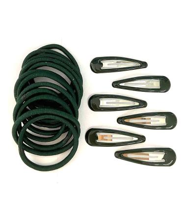18 Piece Hair Accessories Set Hair Bobbles and Bendies Snap Clips School Hair Sets (Bottle Green)