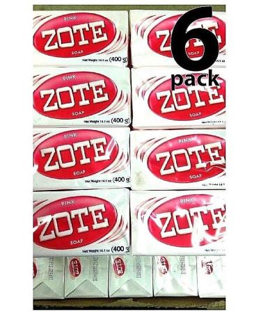 6X Zote Pink Soap (6) Bars 14.1oz Hand Wash Soap for Stains 400g Large Zote Soap