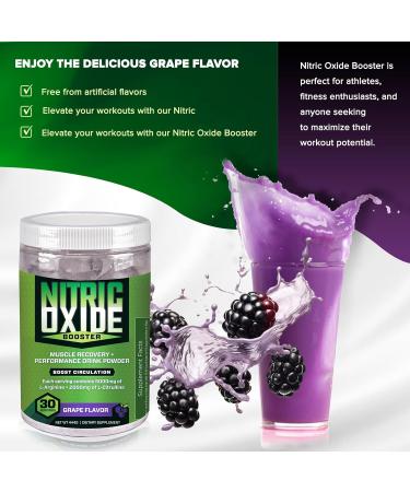 Nitric Oxide Booster - Stimulant-Free Pre-Workout Powder with L-Arginine & L-Citrulline | Boost Energy & Recovery | Grape Flavor - 30 Servings - Shop Now - Buy Online on GoSupps.com