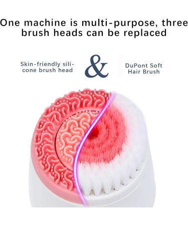 Waterproof Facial Cleaning Brush | Electric Exfoliating Brush with 2-Speed Rotation | USB Deep Cleansing Brush for Body - Pink - Buy Online on GoSupps.com