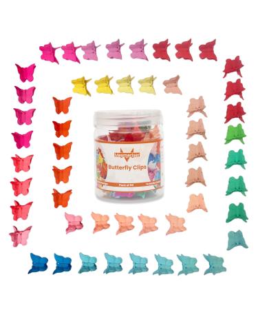 Mesmeriser Butterfly Clips Pack of 50 – 14 Assorted Matte Colours Mini Butterfly Hair Clips – Cute Hair Claws Clips for Women and Girls in Box Packaging for Easy Storage