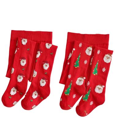 Silkglory Christmas Baby Girl Tights 2PCS Tights for Girls With Christmas Element Print Pattern Decorations Leggings Stockings Cotton Pantyhose for Newborn Infant Toddler Red 2-12 Years 2-3 Years Red - Buy Online on GoSupps.com