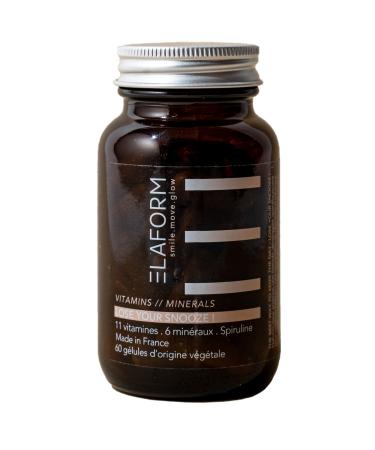 Lose Your Snooze Food Supplement - Reduces Fatigue - 11 Vitamins & 6 Minerals - Magnesium, Zinc and Chromium - 60 Capsules - Made in France Elaform