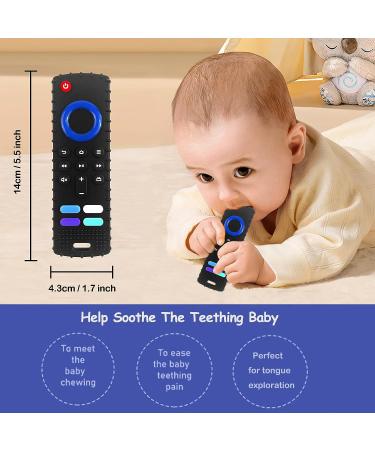ROBBEAR Baby Teething Toys | Food Grade Silicone Teethers for Babies 3-18 Months | Fire TV Remote Shape Infant Chew Toys | BPA Free (Black) - Buy Online on GoSupps.com