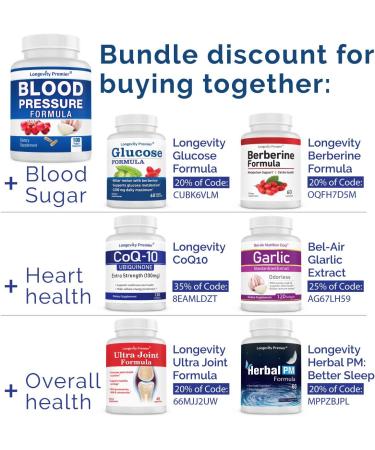 Longevity Blood Pressure Formula - 100 Capsules with 12+ Natural Herbs | Best Supplement for Blood Pressure - 100 Count - Buy Online on GoSupps.com