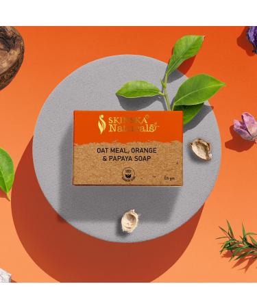 SKINSKA NATURALS Oatmeal Soap For Face & Body Orange Papaya Soap Bar Cleanser with Fruit Enzymes Gentle Moisturizing Bar Refreshed Skin & Smooth Looking For All Skin Type 4.40 oz - Buy Online on GoSupps.com