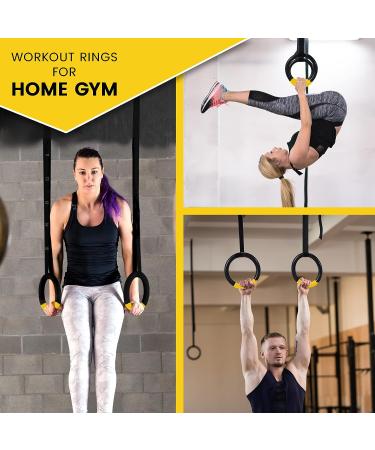 Adjustable Workout Rings - 15ft Long | Supports up to 661lbs | Non-Slip Tape Grip | Set of 2 - Buy Online on GoSupps.com