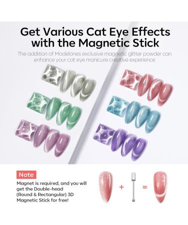Modelones Cat Eye Gel Nail Polish Set 6 Colors Holographic Red Blue Purple Silver Gel Polish Glitter 9D Magnetic Gel Polish Pink Shimmer Summer Gel Polish with Magnet Nail Art DIY Salon For Women - Buy Online on GoSupps.com
