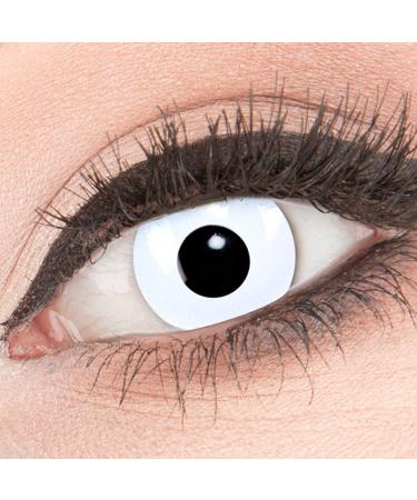 Funnylens 1 pair of colored white crazy fun white out contact lenses + container of funnylens.Perfect for Halloween carnival carnival or carnival without prescription.
