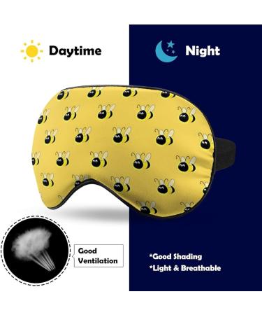 Yellow Bees Sleep Mask Eye Cover - Adjustable Strap, Blocks Light for Night Travel - Men Women - Buy Online on GoSupps.com