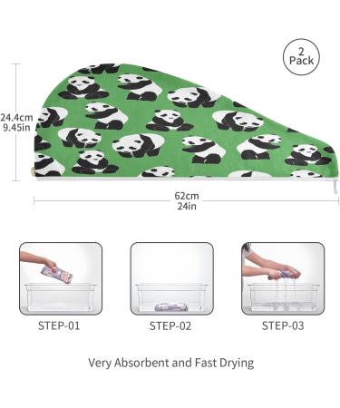 Greenland Panda Dry Hair Cap & Button Headband Set - 2 Piece Quick Drying Towel Super Absorbent & Soft - Buy Online on GoSupps.com