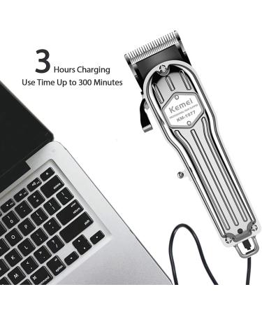 KEMEI 1977 Professional Hair Clippers for Men | Cordless Grooming Kit | USB Rechargeable Wet/Dry Trimmers for Home & Barbers - Silver - Buy Online on GoSupps.com