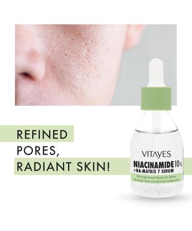 Vitayes 10% Niacinamide & Hyaluronic Acid Serum - Pore Refining Strengthening the Skin Barrier Moisturising Anti-Ageing - Dermatologically Tested - Buy Online on GoSupps.com