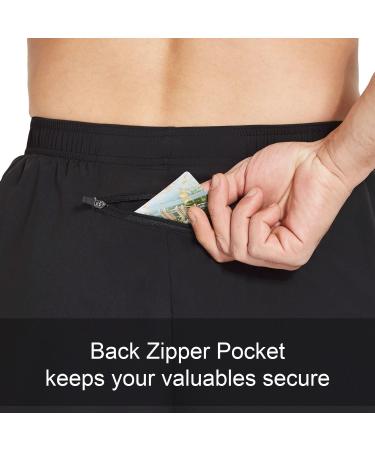 BALEAF Men's 2-in-1 Athletic Running Shorts - Quick Dry Workout Shorts with Zipper Pocket, Medium, Black - Buy Online on GoSupps.com