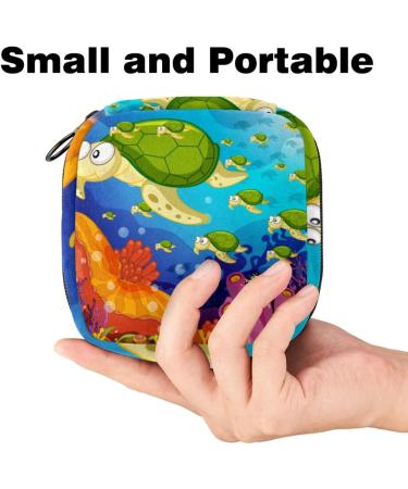 Portable Women's Binding Bags - Menstrual Cup Pocket & Pads for Teen Girls | Cartoon Green Turtle Design - Buy Online on GoSupps.com