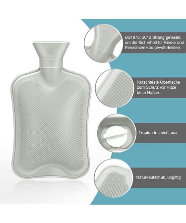 Tgkoddo Electric-Free Foot Warmer | 2L Hot Water Bottle for Cold Feet | 2-in-1 Heating Pad for Adults | Soft & Warm Grey Foot Warmer (40x36cm) - Buy Online on GoSupps.com