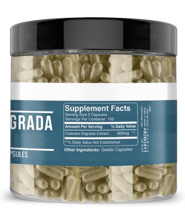 Earthborn Elements Cascara Sagrada Extract - 200 Capsules, Pure & Undiluted - No Additives | 200 Count - Buy Online on GoSupps.com