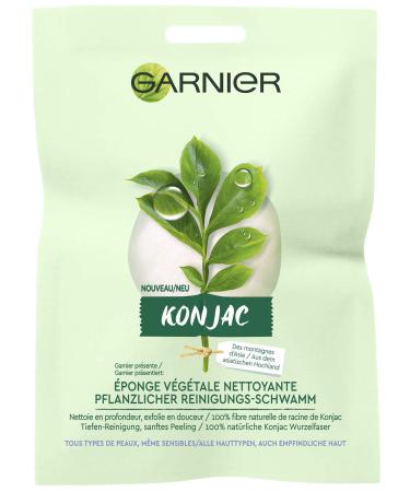 Garnier facial scrub Konjac sponge to remove pimples Konjac herbal cleansing sponge 1 x 1 piece white 1 piece (1 pack)