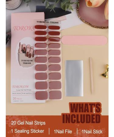 EBANKU Cured Gel Nail Strips - Long Lasting Waterproof Nail Wraps with Cuticle Stick, Nail File, and Wipes - UV/LED Lamp Required | NJTZ-008 - Buy Online on GoSupps.com