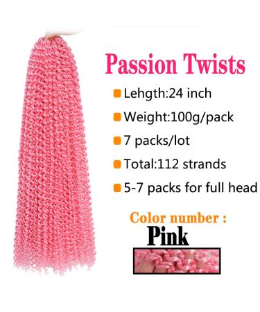 24 Inch 7 Pack Pink Passion Twist Hair - Water Wave Crochet Braiding Synthetic Hair Extensions for Black Women - Buy Online on GoSupps.com
