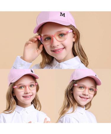 AetrvoHope Blue Light Blocking Glasses for Kids Children's Computer Glasses for Age 4-13 Unbreakable Frame Anti-Blue Ray Glasses With Case Anti UV400 & Eyestrain Clear Pink - Buy Online on GoSupps.com