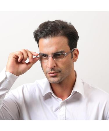 MMOWW 4 Pack Rimless Reading Glasses for Men & Women - Clear Rectangle Blue Light Blocking Eyewear (2.5x) - International Shipping Available - Buy Online on GoSupps.com