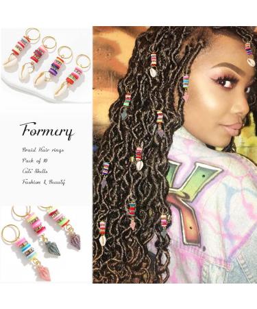 Gold Conch Shell Loc Jewelry Set - 10Pcs Dreadlock Rings & Charms for Women and Girls - Buy Online on GoSupps.com