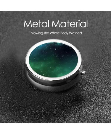 Galaxy Green Printed Mini Round Pill Box | 3 Compartment Portable Pill Organizer for Travel Home & Office - Buy Online on GoSupps.com